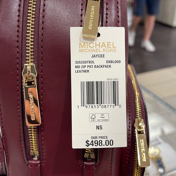 Michael Kors Jaycee Medium Pebbled Leather Backpack
 Oxblood/Golden NWT - Picture 12 of 16